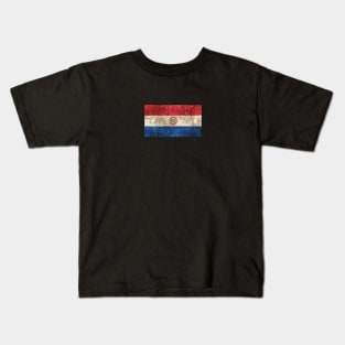 Vintage Aged and Scratched Paraguay Flag Kids T-Shirt